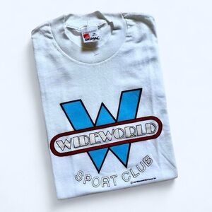 Vintage 1980s White Wideworld Sport Club T-Shirt M